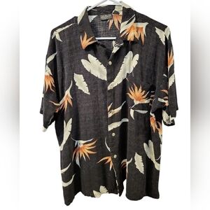 After Dark By Falcon Hawaiian Men's Black Floral Shirt Large